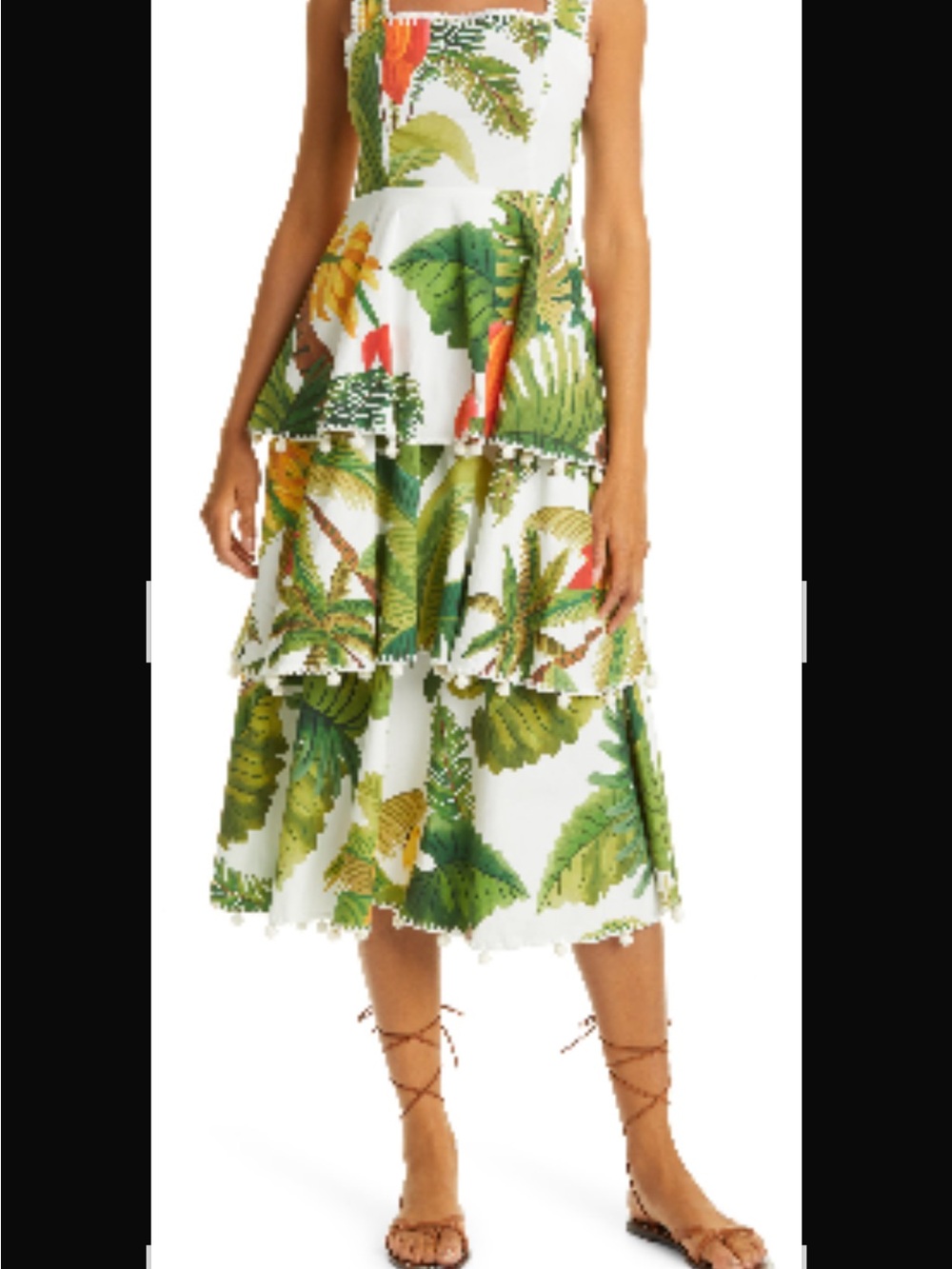 FARM Rio White Cocoa Forest Tiered Midi Dress - Picture 4 of 5